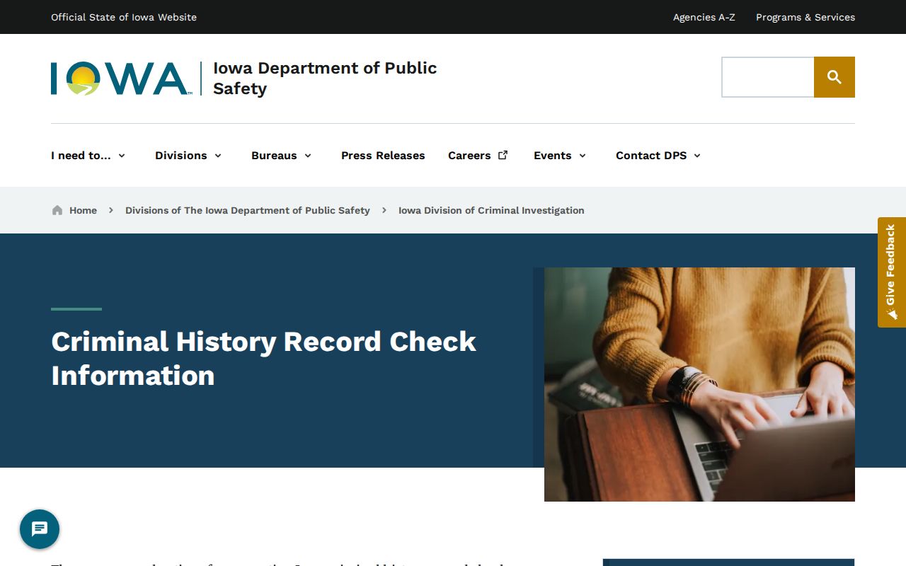 Plymouth County criminal history Iowa DCI record check information