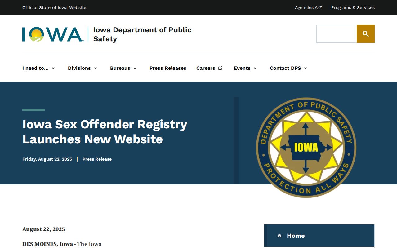 Plymouth County sex offender lookup Iowa registry redesign announcement